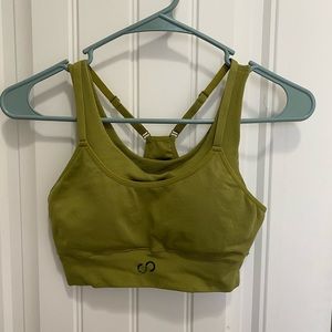 CNC double layer sports bra. Army green color.